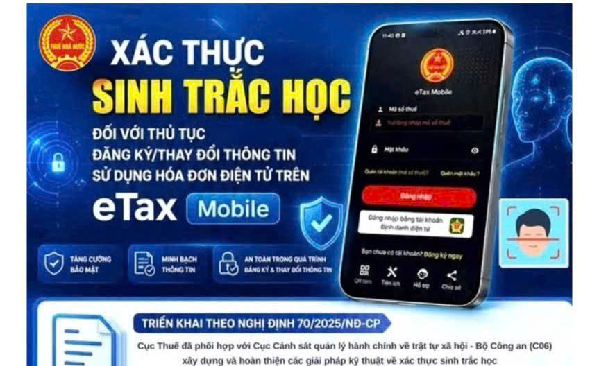Hình ảnh tin tức Hướng dẫn các bước thực hiện xác thực sinh trắc học trên Etax Mobile